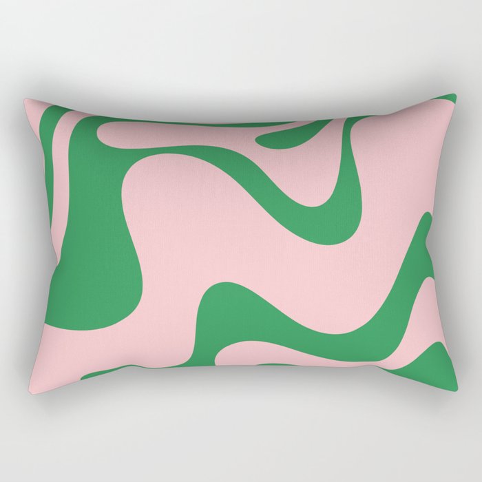 Retro Liquid Swirl Abstract 2 in Pink and Green Rectangular Pillow Gallery Image 2