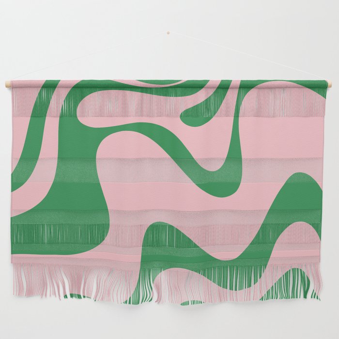 Retro Liquid Swirl Abstract 2 in Pink and Green Wall Hanging Gallery Image 1