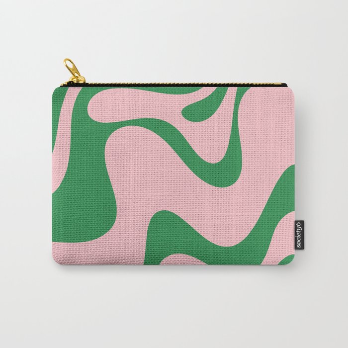 Retro Liquid Swirl Abstract 2 in Pink and Green Carry All Pouch Gallery Image 1