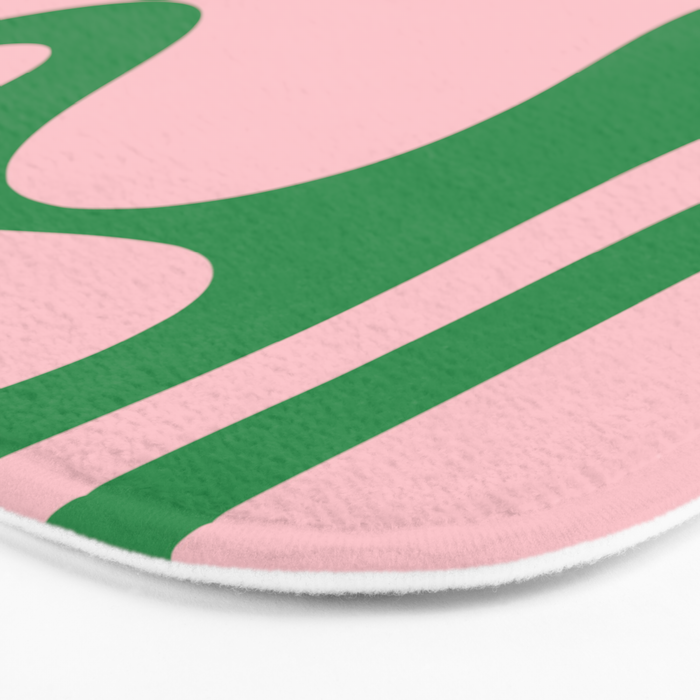 Retro Liquid Swirl Abstract 2 in Pink and Green Bath Mat Gallery Image 3