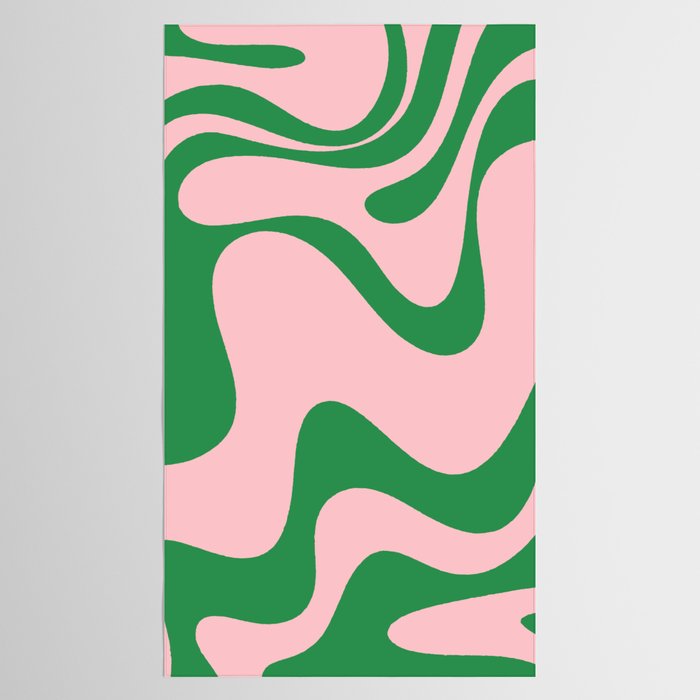 Retro Liquid Swirl Abstract 2 in Pink and Green Tablecloth Gallery Image 2