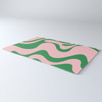 Retro Liquid Swirl Abstract 2 in Pink and Green Rug Gallery Image 3