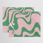 Retro Liquid Swirl Abstract 2 in Pink and Green Placemat Gallery Image 1