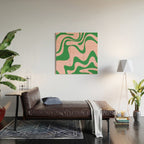 Retro Liquid Swirl Abstract 2 in Pink and Green Wood Wall Art Gallery Image 2