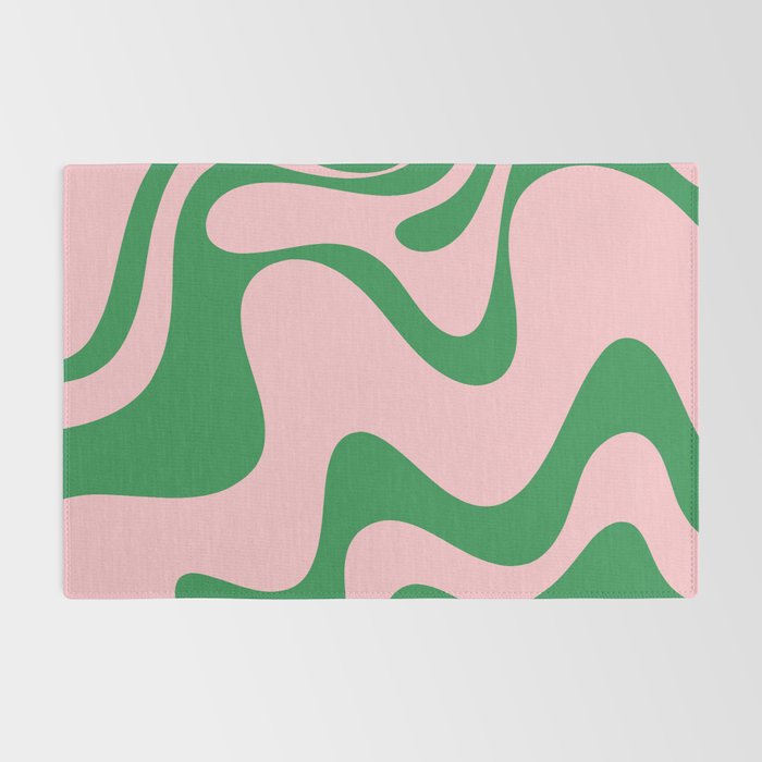 Retro Liquid Swirl Abstract 2 in Pink and Green Rug Gallery Image 2