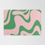 Retro Liquid Swirl Abstract 2 in Pink and Green Rug Gallery Image 2