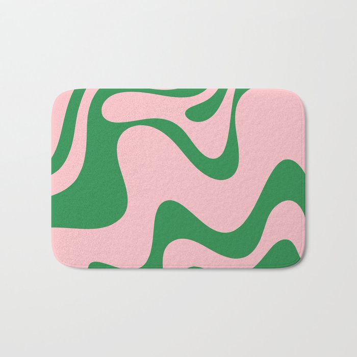 Retro Liquid Swirl Abstract 2 in Pink and Green Bath Mat Gallery Image 1