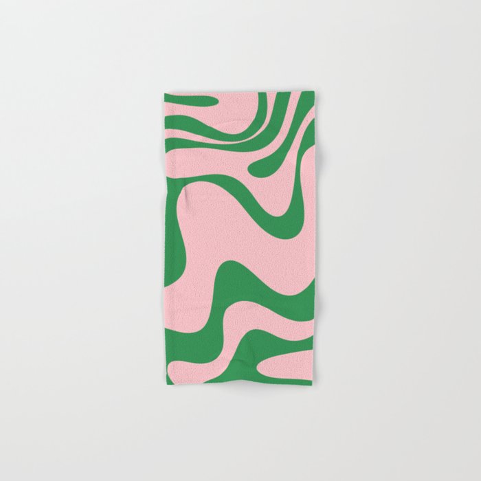 Retro Liquid Swirl Abstract 2 in Pink and Green Bath Towel Gallery Image 1
