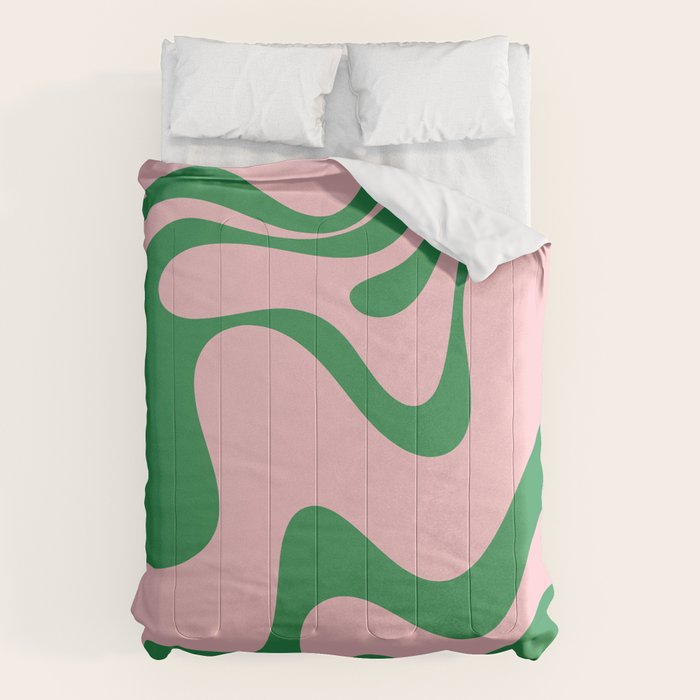 Retro Liquid Swirl Abstract 2 in Pink and Green Comforter Gallery Image 1