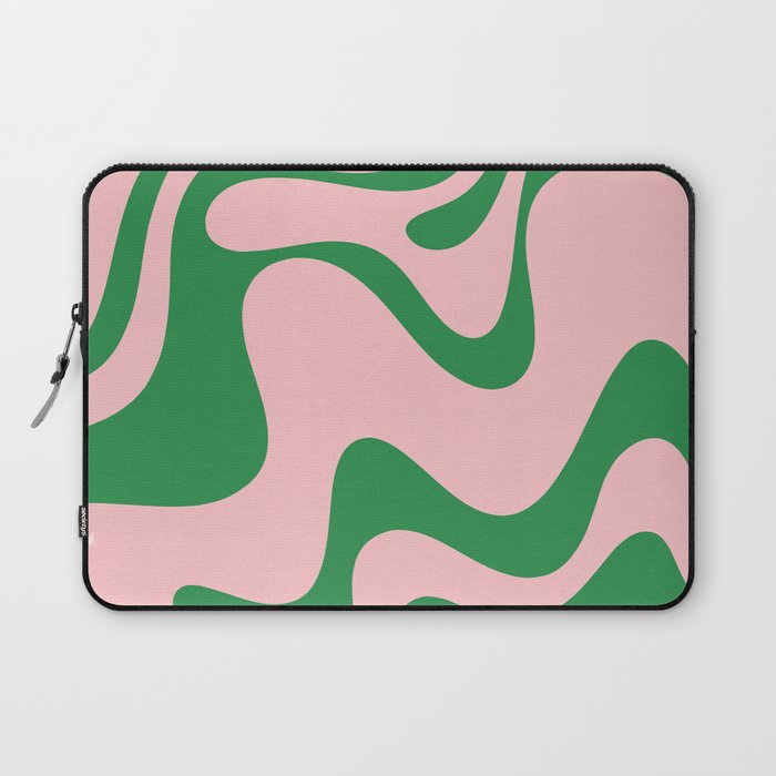 Retro Liquid Swirl Abstract 2 in Pink and Green Laptop Sleeve Gallery Image 1