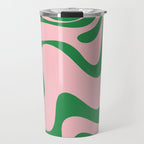 Retro Liquid Swirl Abstract 2 in Pink and Green Travel Mug Gallery Image 1