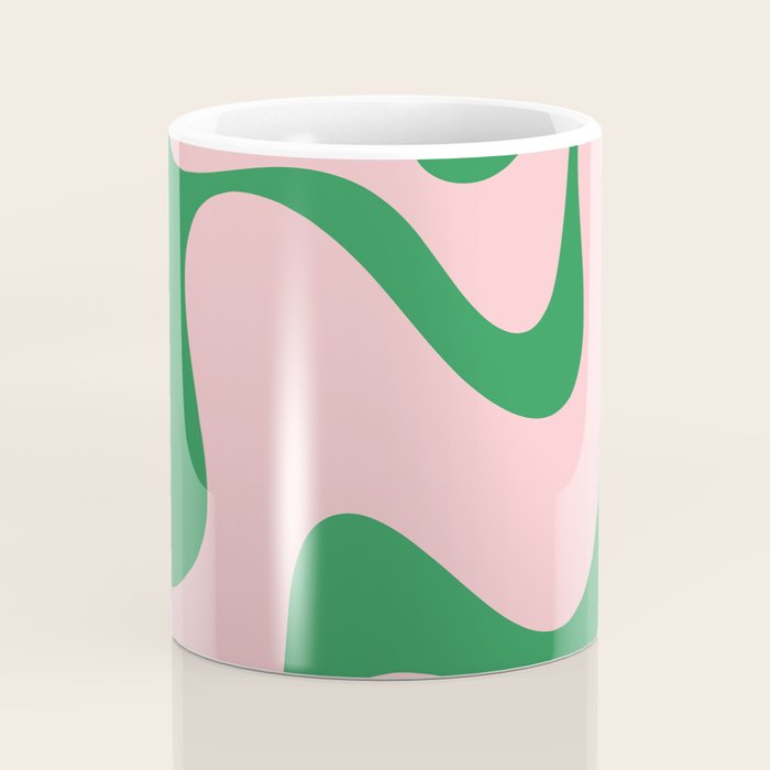 Retro Liquid Swirl Abstract 2 in Pink and Green Coffee Mug Gallery Image 4