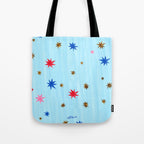 Celestial Star Twinkle in Sky Blue Watercolor Tote Bag Gallery Image 1