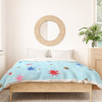 Celestial Star Twinkle in Sky Blue Watercolor Duvet Cover Gallery Image 3