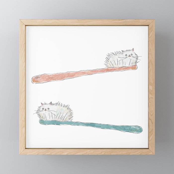 Toothbrush Cats Mini Art Print