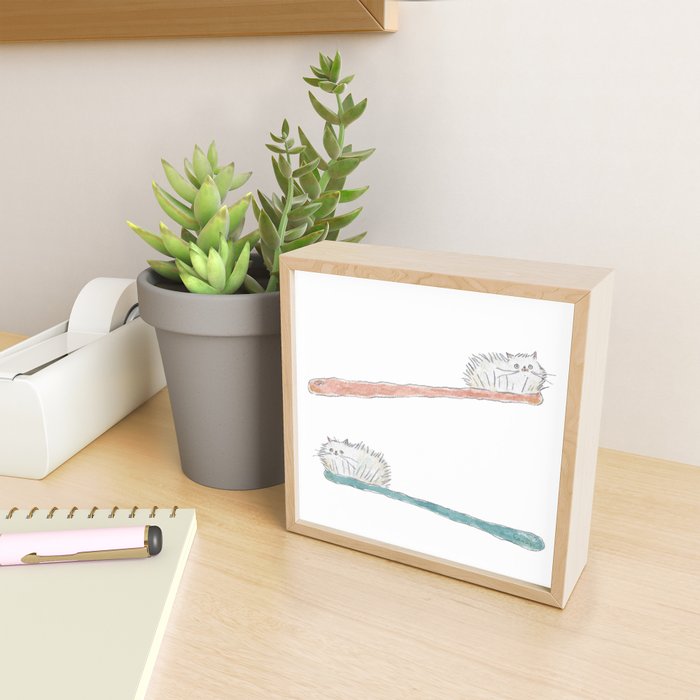 Toothbrush Cats Mini Art Print Gallery Image 2