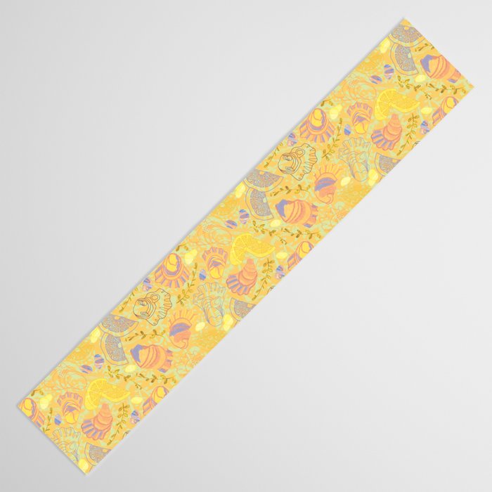 Coastal Oysters on the Beach in Pastel Yellow & Orange Table Runner Gallery Image 3
