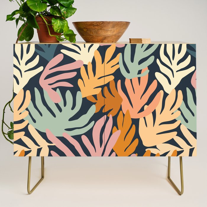 Abstract organic nature plant leaf art pattern Credenza Gallery Image 1