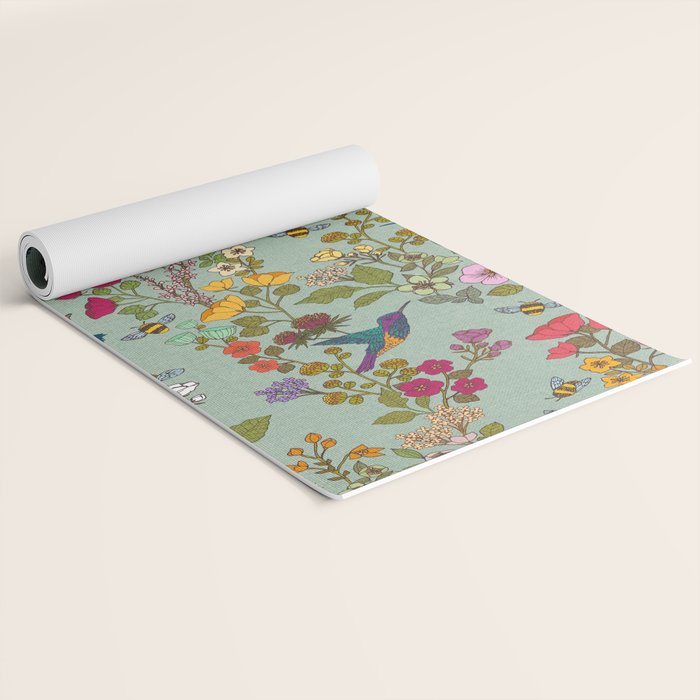 Hummingbirds and Bees {Duck Egg} Yoga Mat Gallery Image 2