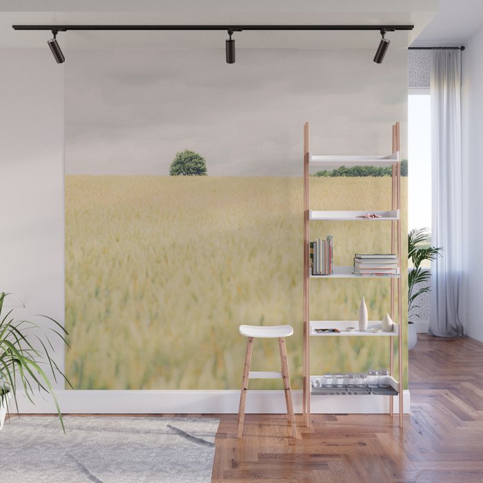 Rural Countryside Field Landscape With Tree Wall Mural Gallery Image 1
