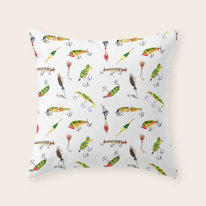 Vintage Fishing Lures Throw Pillow Gallery Image 1