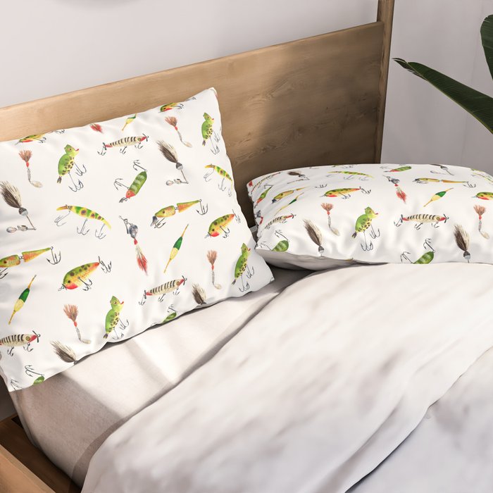 Vintage Fishing Lures Pillow Sham Gallery Image 2