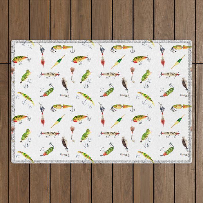 Vintage Fishing Lures Outdoor Rug Gallery Image 1