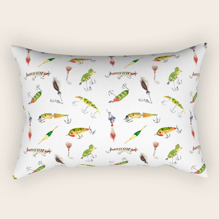 Vintage Fishing Lures Rectangular Pillow Gallery Image 2