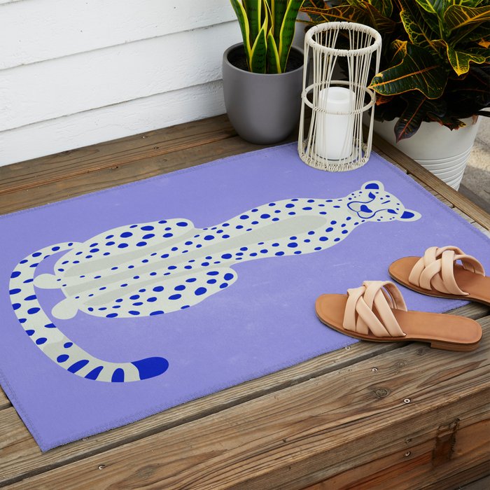 Periwinkle Cheetah Outdoor Rug Gallery Image 2
