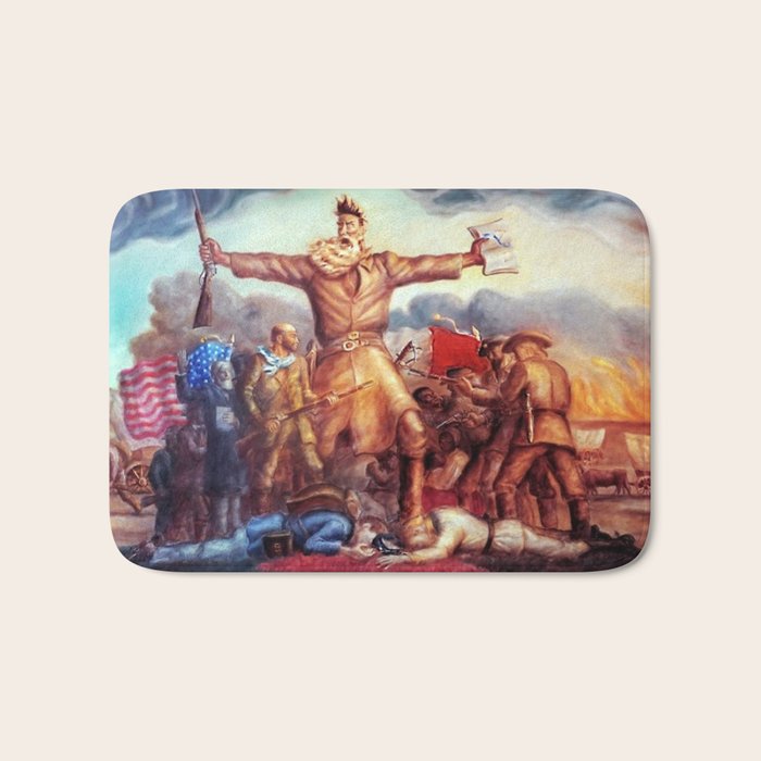 American Masterpiece, Abolitionist John Brown, Tragic Prelude American West portrait painting by John Steuart Curry Bath Mat Gallery Image 1