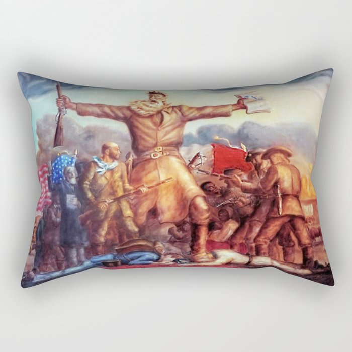 American Masterpiece, Abolitionist John Brown, Tragic Prelude American West portrait painting by John Steuart Curry Rectangular Pillow Gallery Image 2