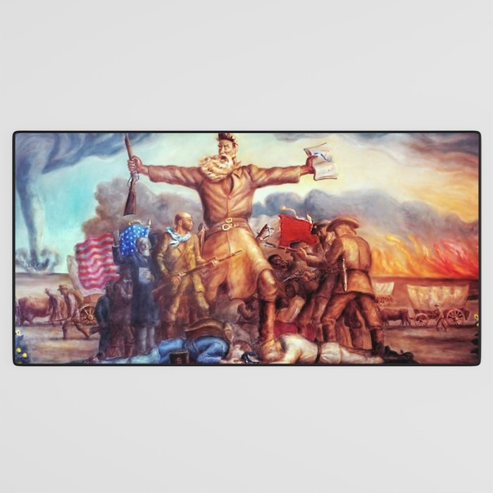 American Masterpiece, Abolitionist John Brown, Tragic Prelude American West portrait painting by John Steuart Curry Desk Mat Gallery Image 3