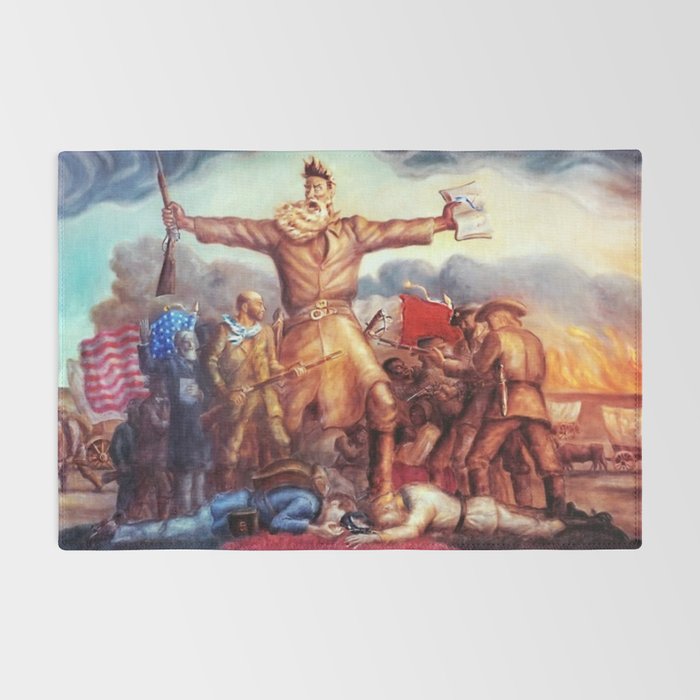 American Masterpiece, Abolitionist John Brown, Tragic Prelude American West portrait painting by John Steuart Curry Rug Gallery Image 2