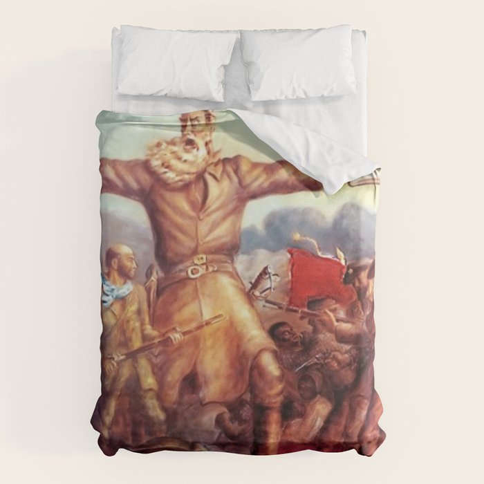 American Masterpiece, Abolitionist John Brown, Tragic Prelude American West portrait painting by John Steuart Curry Duvet Cover Gallery Image 6