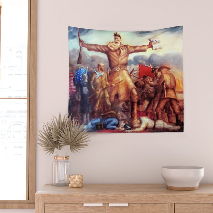American Masterpiece, Abolitionist John Brown, Tragic Prelude American West portrait painting by John Steuart Curry Wall Tapestry Gallery Image 2