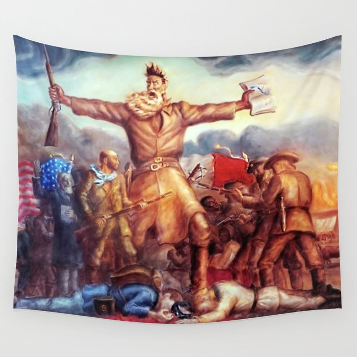 American Masterpiece, Abolitionist John Brown, Tragic Prelude American West portrait painting by John Steuart Curry Wall Tapestry Gallery Image 4