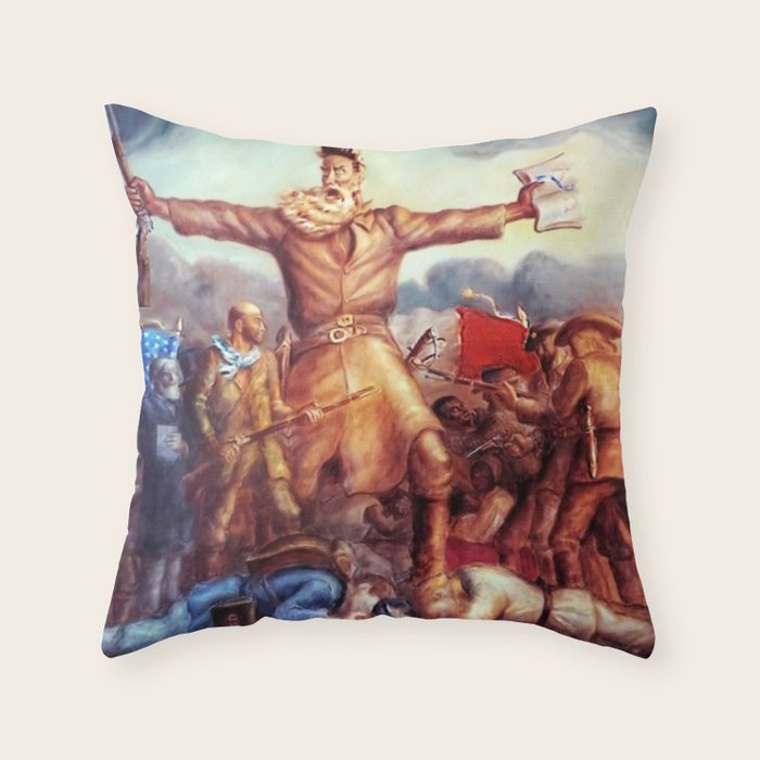 American Masterpiece, Abolitionist John Brown, Tragic Prelude American West portrait painting by John Steuart Curry Throw Pillow Gallery Image 6