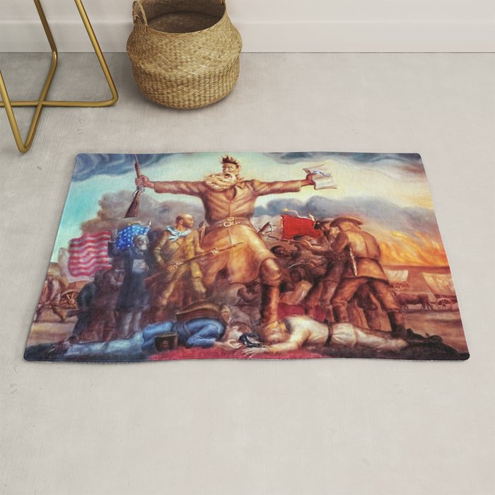American Masterpiece, Abolitionist John Brown, Tragic Prelude American West portrait painting by John Steuart Curry Rug Gallery Image 1