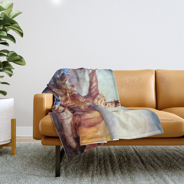 American Masterpiece, Abolitionist John Brown, Tragic Prelude American West portrait painting by John Steuart Curry Throw Blanket Gallery Image 1