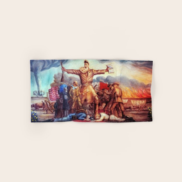 American Masterpiece, Abolitionist John Brown, Tragic Prelude American West portrait painting by John Steuart Curry Bath Towel Gallery Image 1