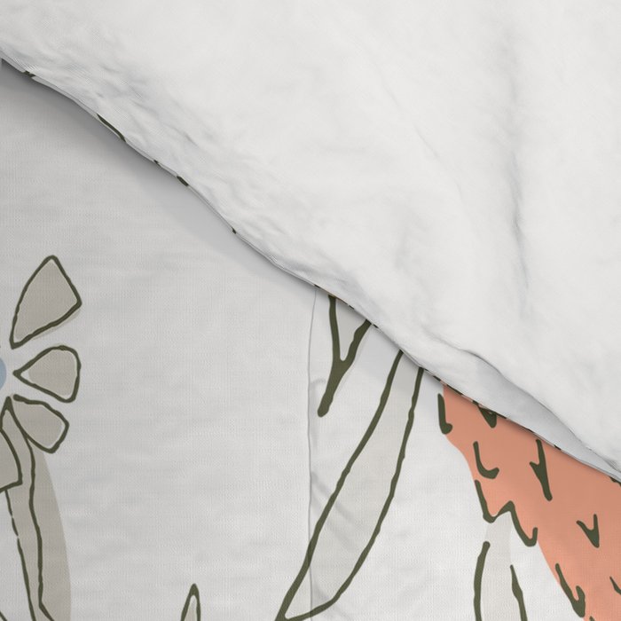 Abstract modern coral white pastel rustic floral Comforter Gallery Image 4