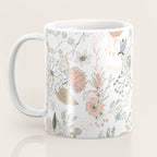 Abstract modern coral white pastel rustic floral Coffee Mug Gallery Image 3