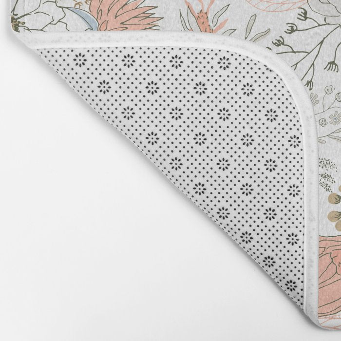 Abstract modern coral white pastel rustic floral Bath Mat Gallery Image 2