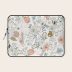 Abstract modern coral white pastel rustic floral Laptop Sleeve Gallery Image 1