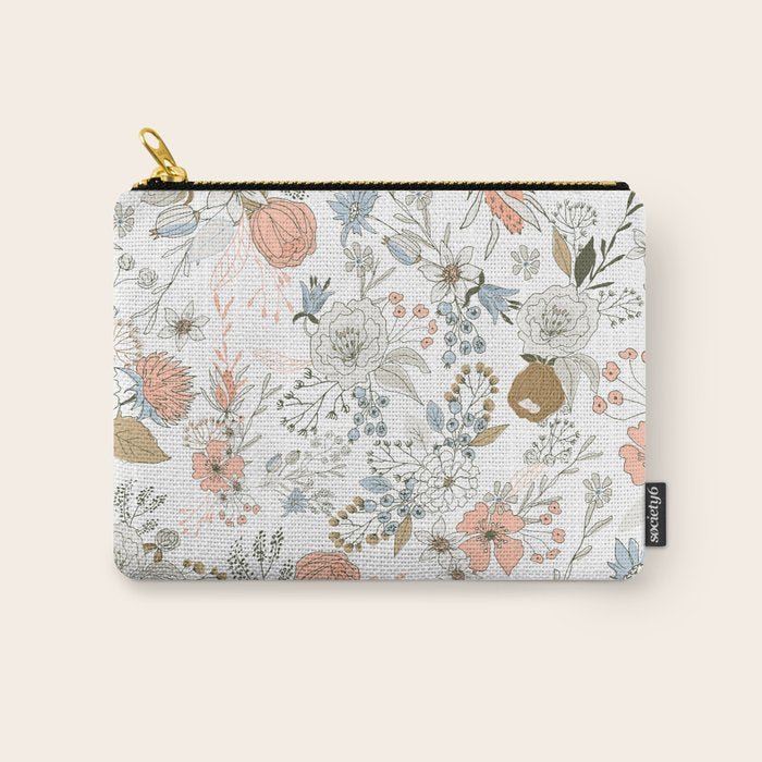 Abstract modern coral white pastel rustic floral Carry All Pouch Gallery Image 1