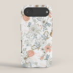 Abstract modern coral white pastel rustic floral iPhone Case Gallery Image 2