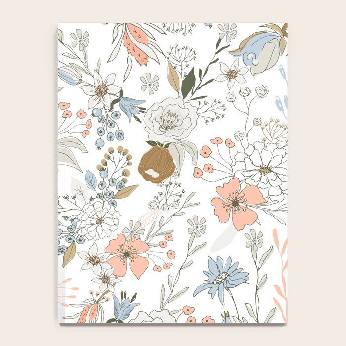 Abstract modern coral white pastel rustic floral Notebook Gallery Image 4