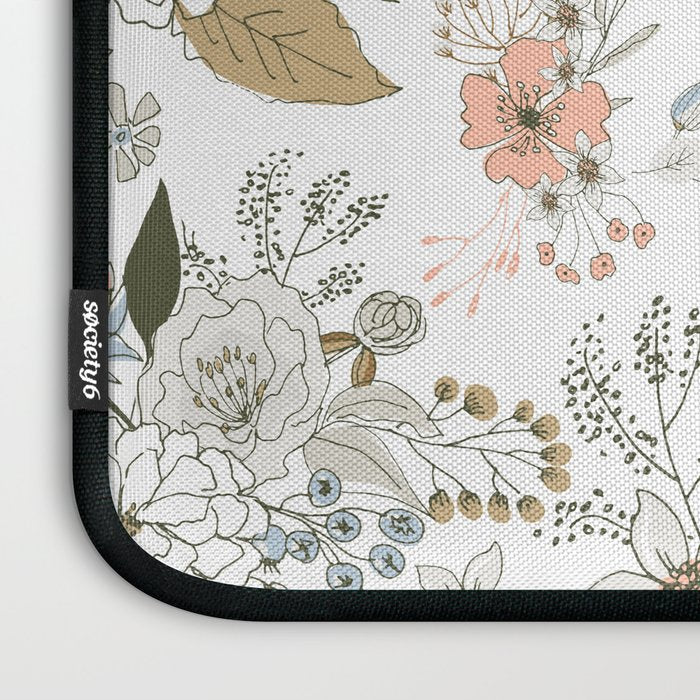 Abstract modern coral white pastel rustic floral Laptop Sleeve Gallery Image 3