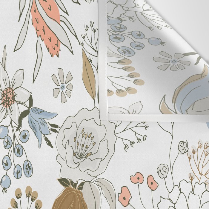 Abstract modern coral white pastel rustic floral Wall Tapestry Gallery Image 3