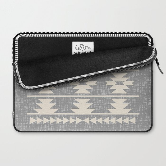 Southwestern Pattern 131 Gray and Beige Laptop Sleeve Gallery Image 2